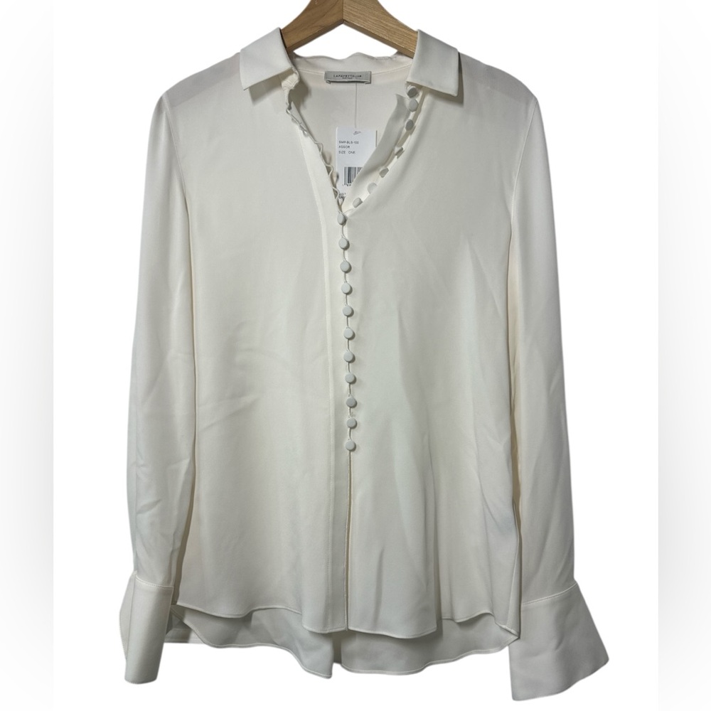Lafayette 148 New York NWT silk button front  sample blouse